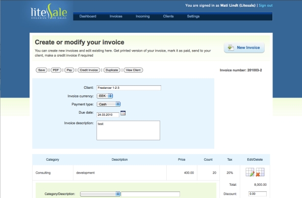 Create invoice